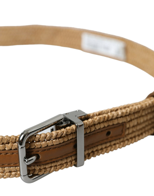 Elegant Beige Woven Leather Belt Dolce & Gabbana