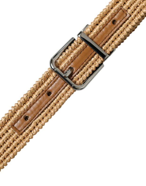 Elegant Beige Woven Leather Belt Dolce & Gabbana