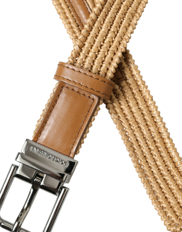 Elegant Beige Woven Leather Belt Dolce & Gabbana