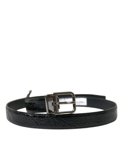 Elegant Black Leather Belt with Metal Buckle Dolce & Gabbana