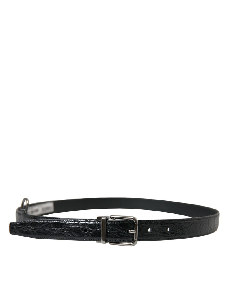 Elegant Black Leather Belt with Metal Buckle Dolce & Gabbana