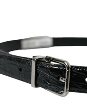 Elegant Black Leather Belt with Metal Buckle Dolce & Gabbana