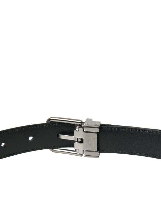 Elegant Black Leather Belt with Metal Buckle Dolce & Gabbana