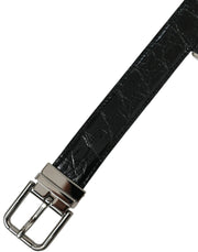 Elegant Black Leather Belt with Metal Buckle Dolce & Gabbana