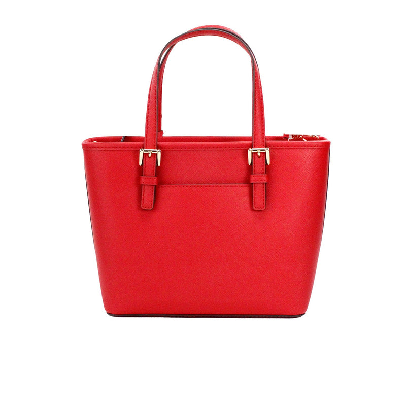 Jet Set Bright Red Leather XS Carryall Top Zip Tote Bag Purse Michael Kors