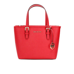 Jet Set Bright Red Leather XS Carryall Top Zip Tote Bag Purse Michael Kors