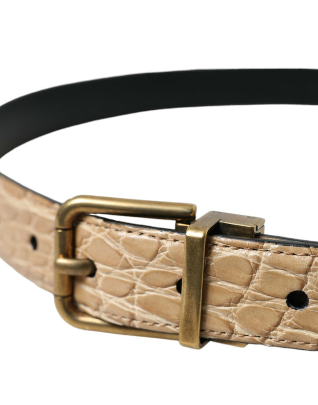 Elegant Beige Leather Belt Dolce & Gabbana