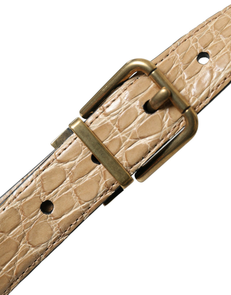 Elegant Beige Leather Belt Dolce & Gabbana