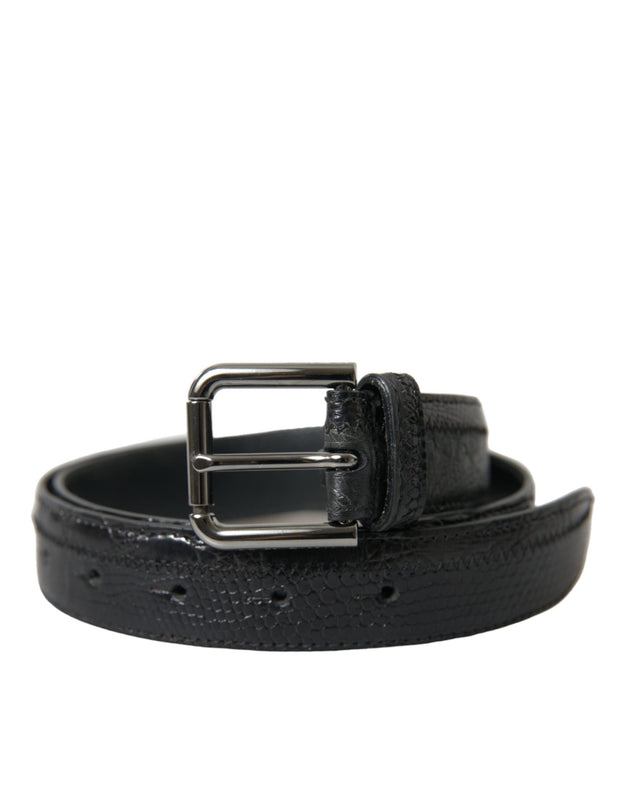 Elegant Black Leather Belt with Metal Buckle Dolce & Gabbana