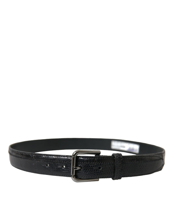 Elegant Black Leather Belt with Metal Buckle Dolce & Gabbana