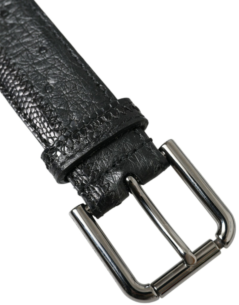 Elegant Black Leather Belt with Metal Buckle Dolce & Gabbana