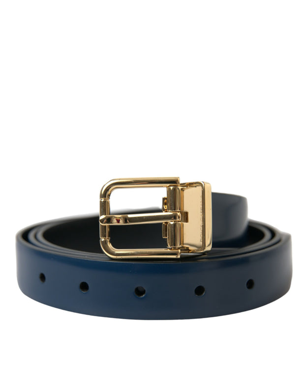 Elegant Blue Calf Leather Belt Dolce & Gabbana