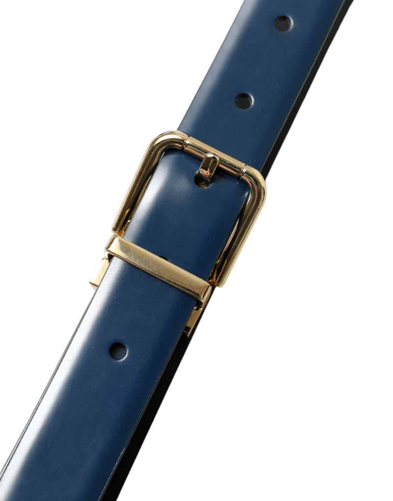 Elegant Blue Calf Leather Belt Dolce & Gabbana