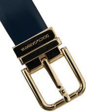 Elegant Blue Calf Leather Belt Dolce & Gabbana