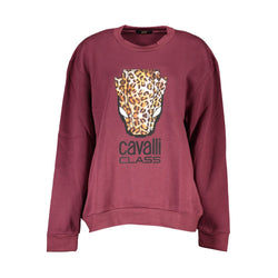 Elegant Purple Crew Neck Fleece Sweatshirt Cavalli Class