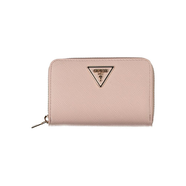 Chic Pink Polyethylene Zip Wallet Guess Jeans