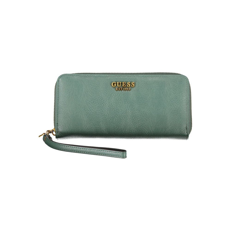 Chic Green Polyethylene Wallet with Multiple Compartments Guess Jeans