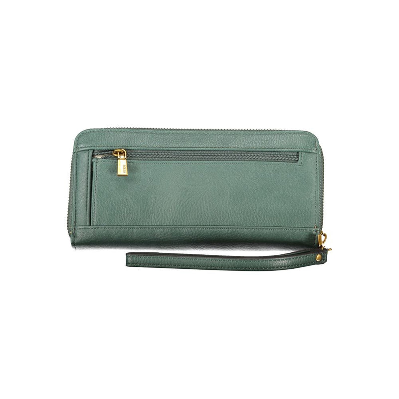 Chic Green Polyethylene Wallet with Multiple Compartments Guess Jeans