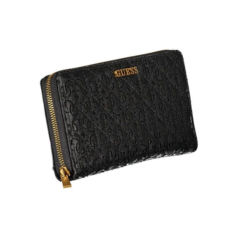 Elegant Black Polyethylene Wallet with Zip Closure Guess Jeans