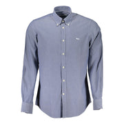 Elegant Blue Button-Down Organic Cotton Shirt Harmont & Blaine