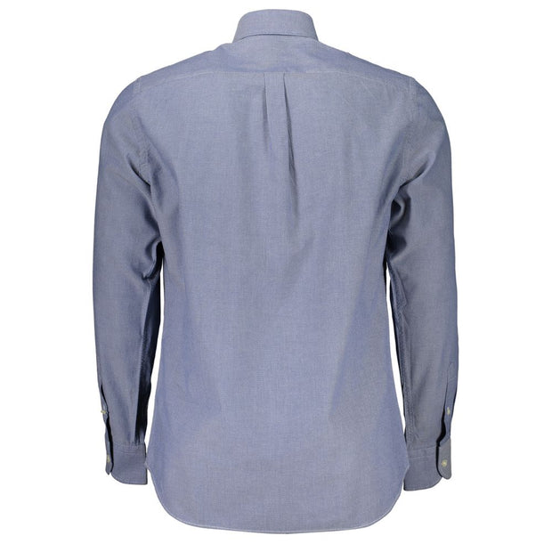 Elegant Blue Button-Down Organic Cotton Shirt Harmont & Blaine