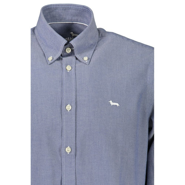 Elegant Blue Button-Down Organic Cotton Shirt Harmont & Blaine