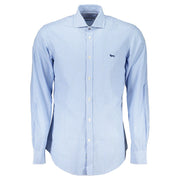 Elegant Light Blue Striped Cotton Shirt Harmont & Blaine