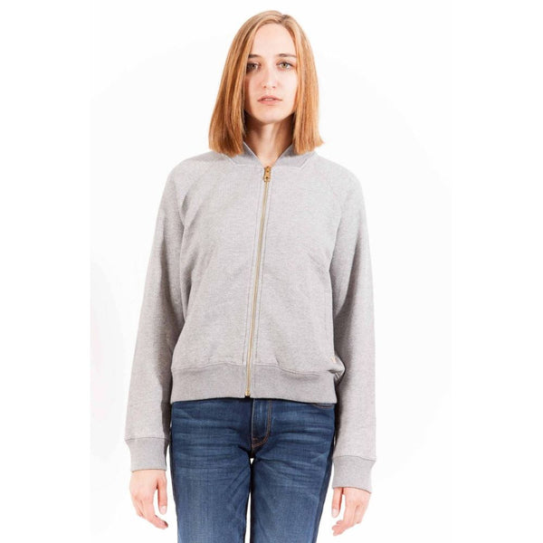 Chic Gray Zippered Cotton Sweatshirt with Logo Gant