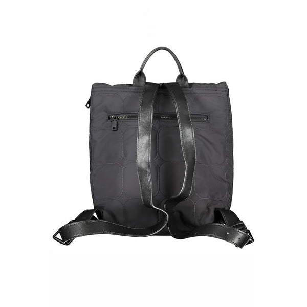 Chic Urban Black Polyester Backpack with Contrasting Details Desigual