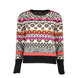 Chic Pink Contrast Crew Neck Sweater Desigual