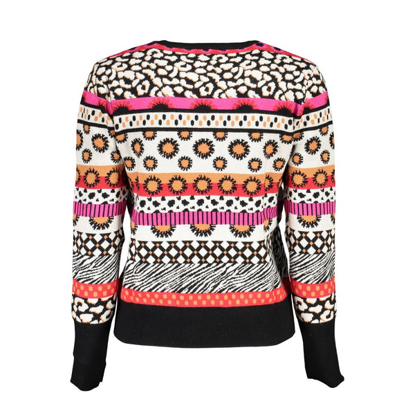 Chic Pink Contrast Crew Neck Sweater Desigual