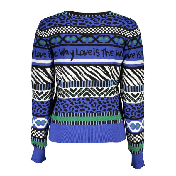 Elegant Crew Neck Sweater with Contrast Details Desigual