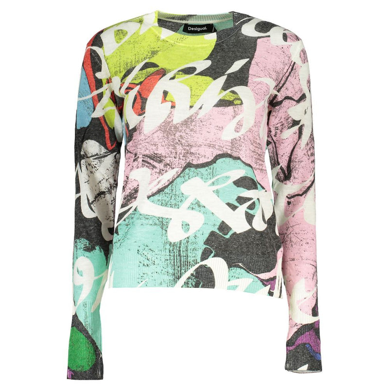 Elegant Contrast Crew Neck Sweater Desigual