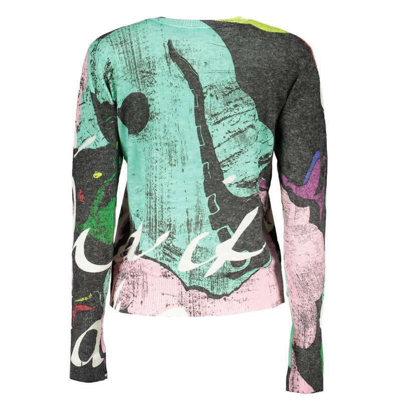 Elegant Contrast Crew Neck Sweater Desigual