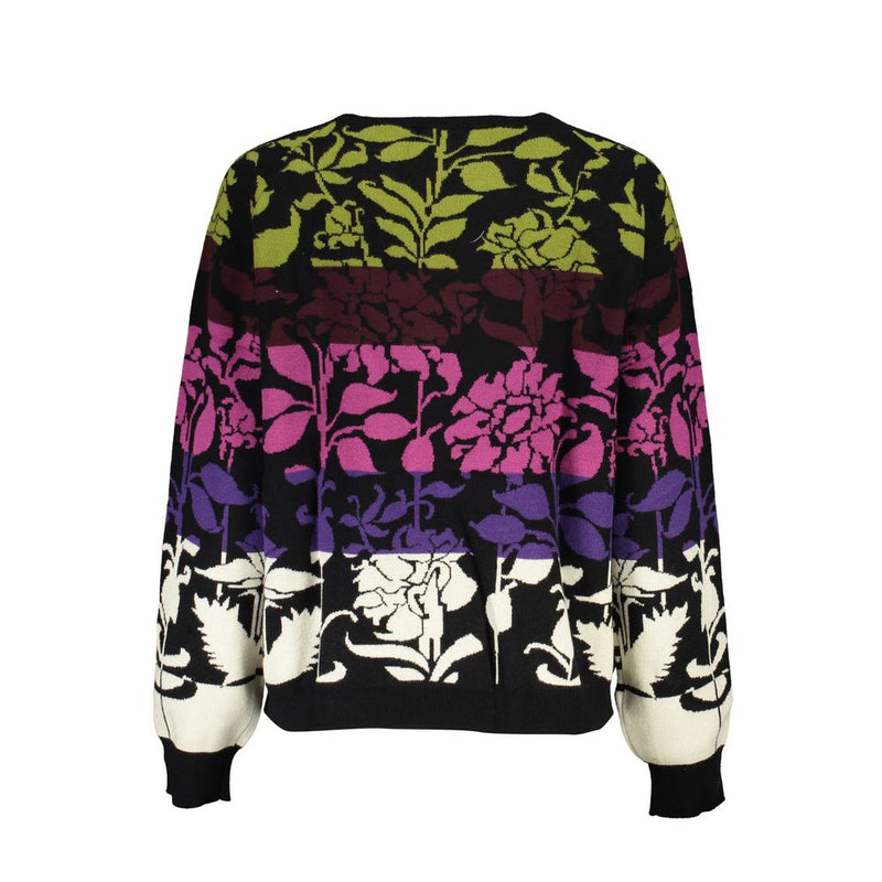 Chic Long-Sleeved Black Sweater with Contrast Details Desigual