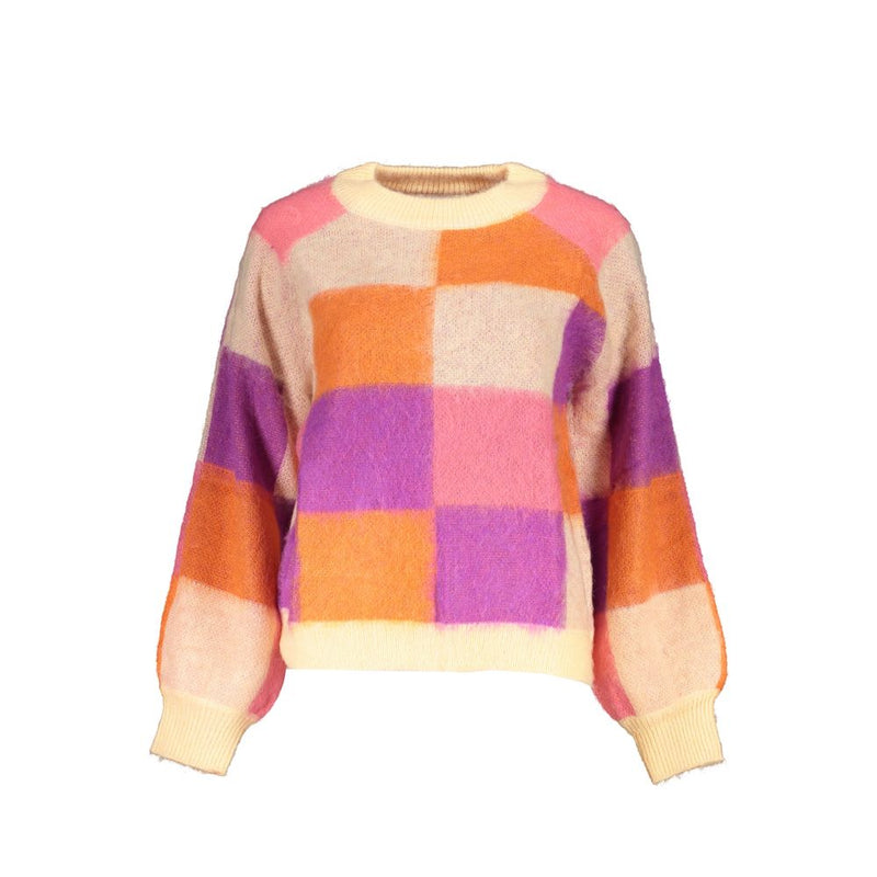 Chic Pink Contrast Crew Neck Sweater Desigual