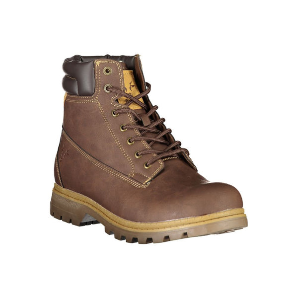 Elegant Brown Lace-Up Boots with Contrast Detail Carrera