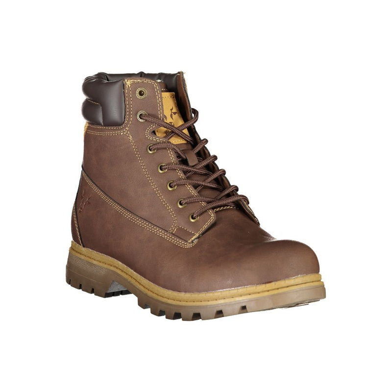 Elegant Brown Lace-Up Boots with Contrast Detail Carrera