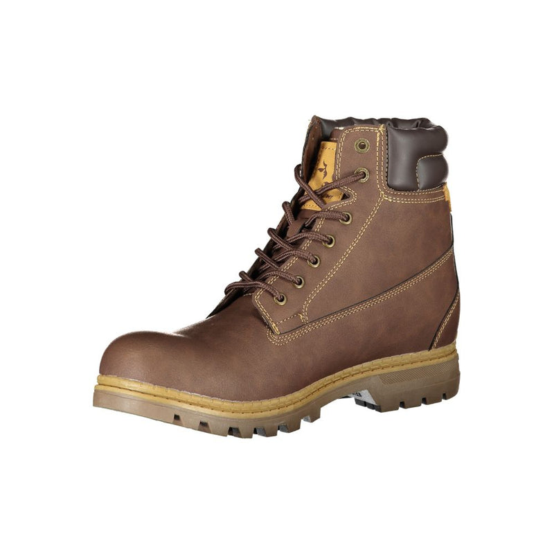 Elegant Brown Lace-Up Boots with Contrast Detail Carrera