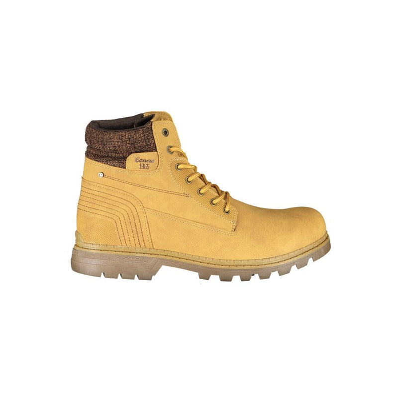 Sleek Yellow Lace-Up Boots with Contrast Detail Carrera