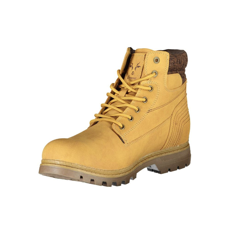 Sleek Yellow Lace-Up Boots with Contrast Detail Carrera