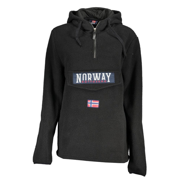 Elegant Black Half Zip Hooded Sweatshirt Norway 1963