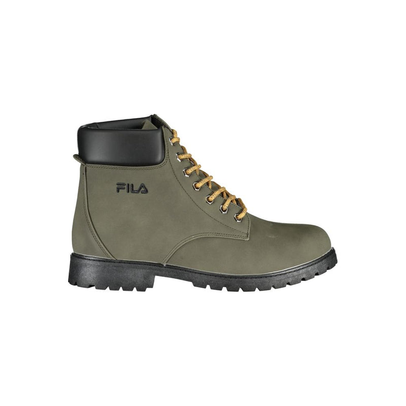 Chic Green Laced Boots with Contrast Embroidery Fila