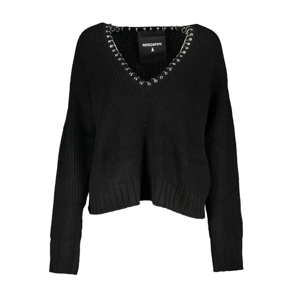 Elegant Long Sleeved V-Neck Sweater with Chic Details Patrizia Pepe