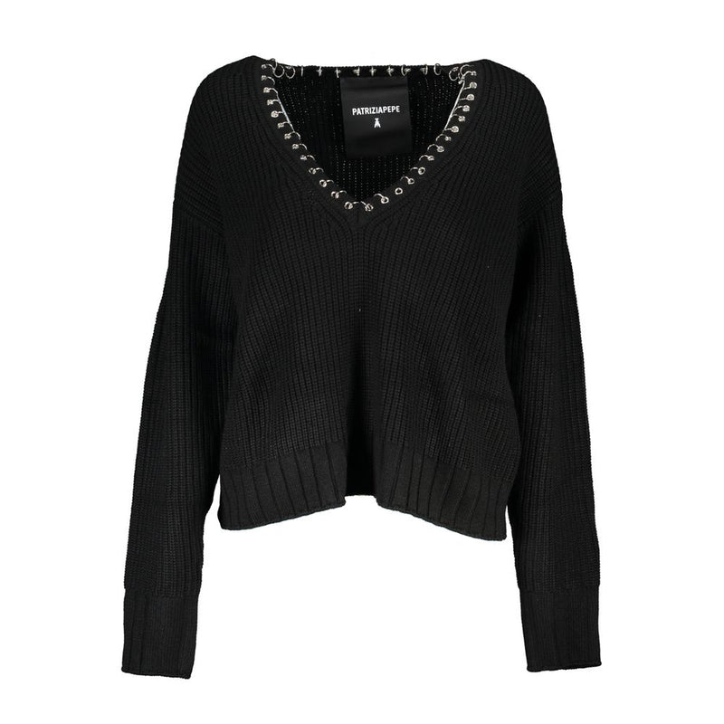 Elegant Long Sleeved V-Neck Sweater with Chic Details Patrizia Pepe