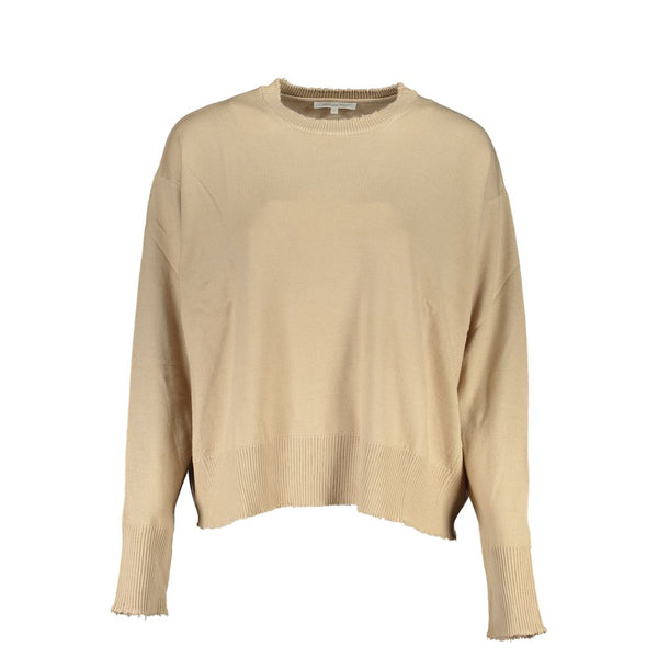 Chic Beige Crew Neck Sweater with Contrast Details Patrizia Pepe