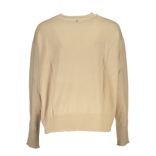 Chic Beige Crew Neck Sweater with Contrast Details Patrizia Pepe