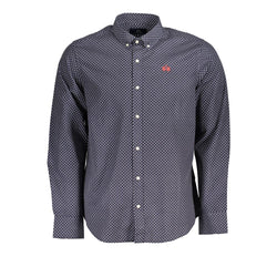 Blue Button-Down Cotton Shirt with Embroidery La Martina