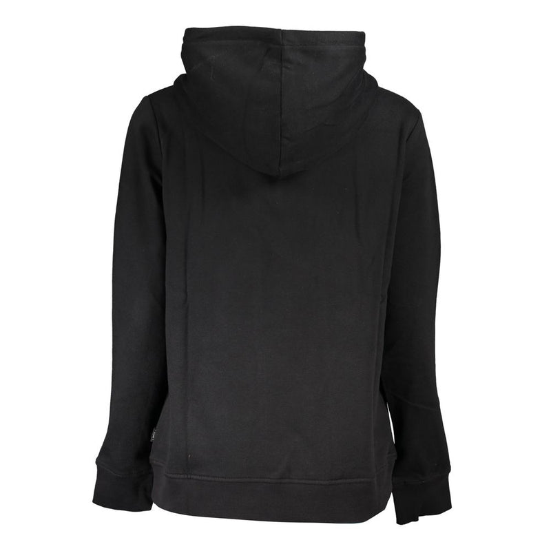 Sleek Black Hooded Fleece Sweatshirt with Logo Vans