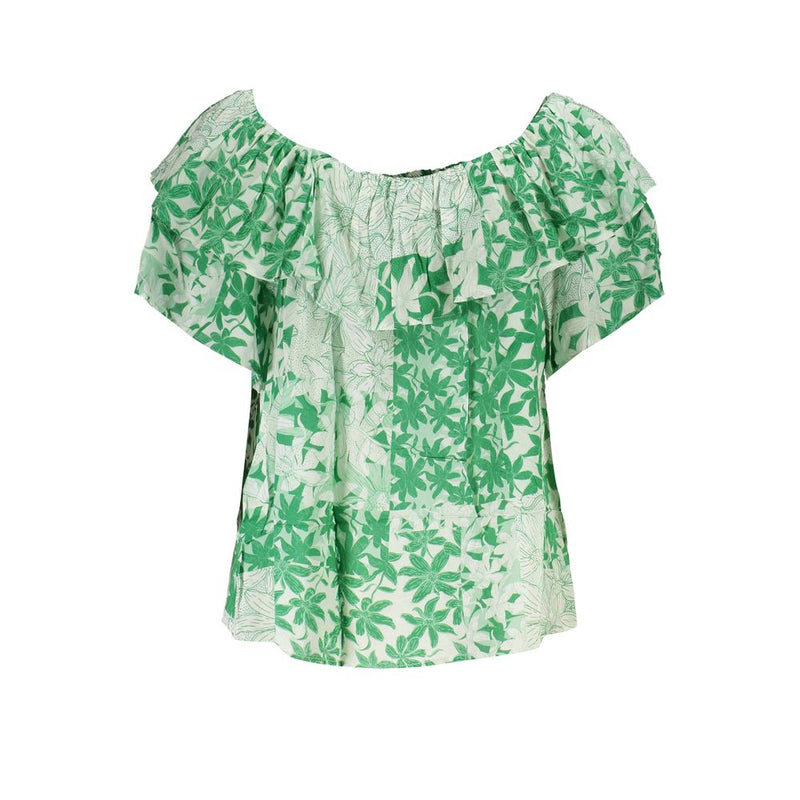 Green Boho Chic Patterned Tee with Logo Desigual